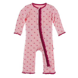 KicKee Pants Muffin Ruffle Coverall with Zipper - Lotus Cherries and Blossoms