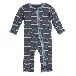 KicKee Pants Muffin Ruffle Coverall with Zipper - Stone Paddles and Canoe