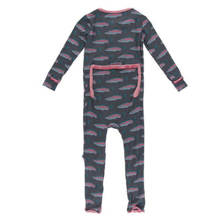 KicKee Pants Muffin Ruffle Coverall with Zipper - Stone Rainbow Trout