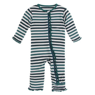 KicKee Pants Muffin Ruffle Coverall with Zipper - Wildlife Stripe