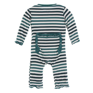 KicKee Pants Muffin Ruffle Coverall with Zipper - Wildlife Stripe