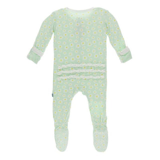 KicKee Pants Muffin Ruffle Footie with Zipper - Pistachio Chamomile