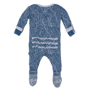 Muffin Ruffle Footie with Zipper - Twilight Whirling River KicKee Pants Size: Newborn