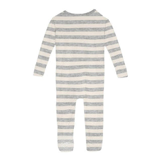 KicKee Pants Print Bamboo Convertible Sleeper with Zipper - Heathered Mist Sweet Stripe