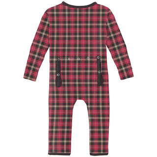 KicKee Pants Print Bamboo Coverall with 2-Way Zipper - 90's Plaid