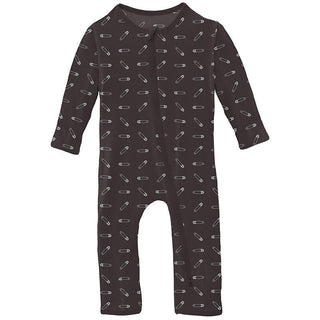 KicKee Pants Print Bamboo Coverall with 2-Way Zipper - Midnight Safety Pins
