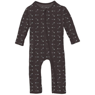 Print Bamboo Coverall with 2-Way Zipper - Midnight Safety Pins Baby & Toddler Sleepwear