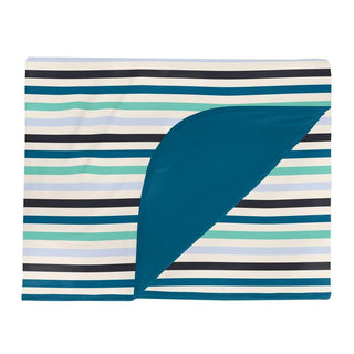 KicKee Pants Print Bamboo Double Layer Throw Blanket - Little Boy Blue Stripe 
