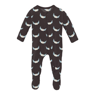 KicKee Pants Print Bamboo Footie with 2-Way Zipper - Midnight Email