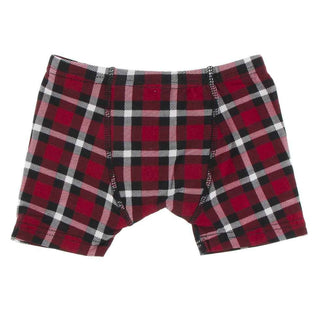 KicKee Pants Print Boys Boxer Brief - Crimson 2020 Holiday Plaid