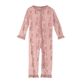 KicKee Pants Print Classic Ruffle Coverall with Zipper - Baby Rose Ballet