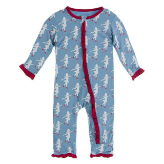 KicKee Pants Print Classic Ruffle Coverall with Zipper - Blue Moon Ice Skater