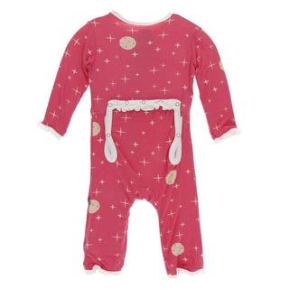 KicKee Pants Print Classic Ruffle Coverall with Zipper - Red Ginger Full Moon
