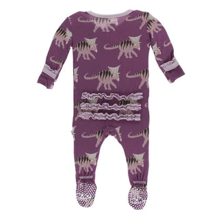 KicKee Pants Print Classic Ruffle Footie with Snaps - Amethyst Kosmoceratops
