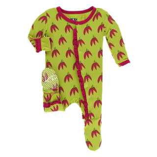 KicKee Pants Print Classic Ruffle Footie with Snaps - Meadow Chili Peppers