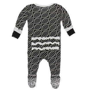 KicKee Pants Print Classic Ruffle Footie with Snaps - Midnight Double Helix