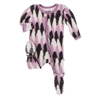 KicKee Pants Print Classic Ruffle Footie with Snaps - Midnight Forestry