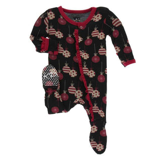 KicKee Pants Print Classic Ruffle Footie with Snaps - Midnight Ornaments