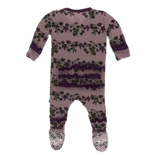 Print Classic Ruffle Footie with Snaps - Raisin Grape Vines KicKee Pants Size: Newborn