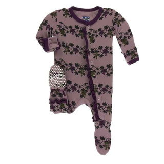 Print Classic Ruffle Footie with Snaps - Raisin Grape Vines KicKee Pants Size: Newborn