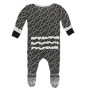 Print Bamboo Classic Ruffle Footie with Zipper - Midnight Double Helix Baby & Toddler Sleepwear