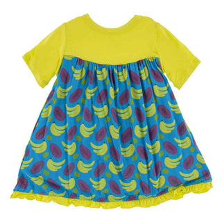 KicKee Pants Print Classic Short Sleeve Swing Dress, Tropical Fruit