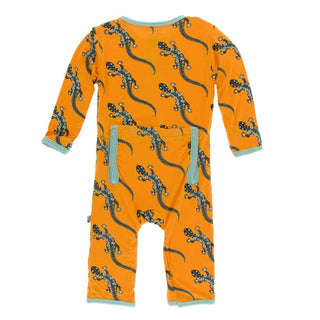 KicKee Pants Print Coverall with Snaps - Apricot Bead Lizard