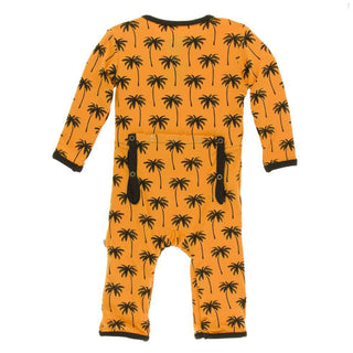 KicKee Pants Print Coverall with Snaps - Apricot Palm Trees
