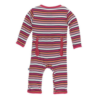 KicKee Pants Print Coverall with Snaps - Botany Red Ginger Stripe
