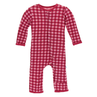 KicKee Pants Print Coverall with Snaps - Flag Red Gingham