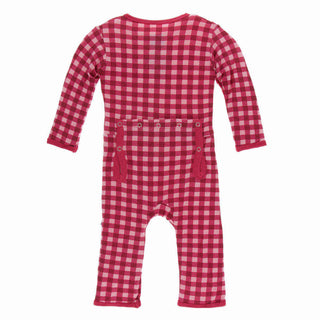 KicKee Pants Print Coverall with Snaps - Flag Red Gingham