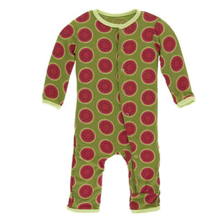 KicKee Pants Print Coverall with Snaps - Grasshopper Watermelon