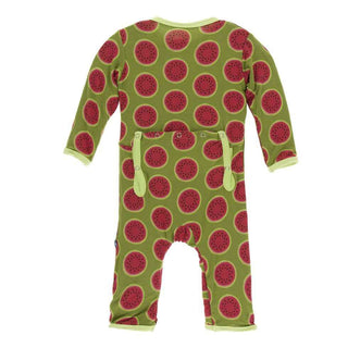 KicKee Pants Print Coverall with Snaps - Grasshopper Watermelon