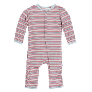 KicKee Pants Print Coverall with Snaps - India Dawn Stripe