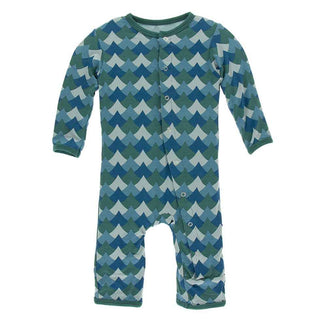 KicKee Pants Print Coverall with Snaps - Ivy Waves