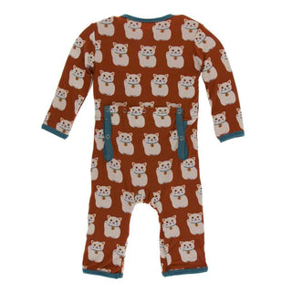 KicKee Pants Print Coverall with Snaps - Lucky Cat