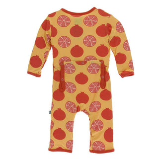 KicKee Pants Print Coverall with Snaps - Marigold Pomegranate