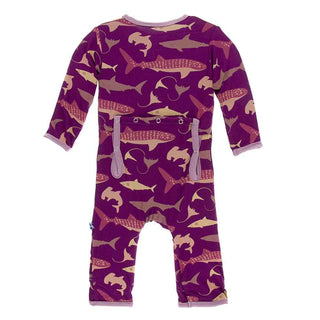 KicKee Pants Print Coverall with Snaps - Melody Sharks