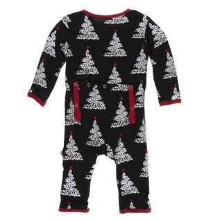 KicKee Pants Print Coverall with Snaps - Midnight Foil Tree
