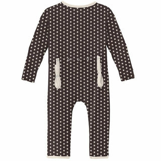 KicKee Pants Print Coverall with Snaps - Midnight Tiny Snowflakes