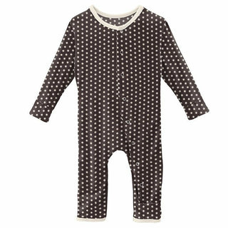 KicKee Pants Print Coverall with Snaps - Midnight Tiny Snowflakes
