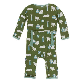 KicKee Pants Print Coverall with Snaps - Moss Puppies and Presents