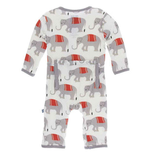 KicKee Pants Print Coverall with Snaps - Natural Indian Train