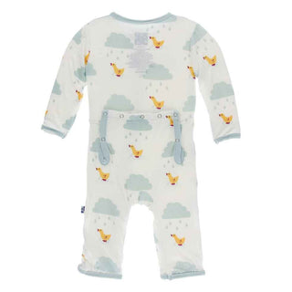 KicKee Pants Print Coverall with Snaps - Natural Puddle Duck