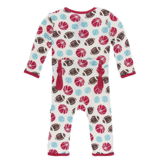KicKee Pants Print Coverall with Snaps - Natural Sports