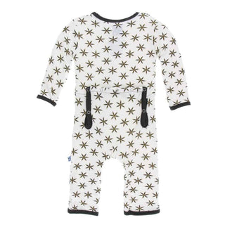 KicKee Pants Print Coverall with Snaps - Natural Star Anise