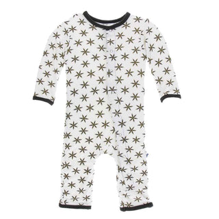 KicKee Pants Print Coverall with Snaps - Natural Star Anise