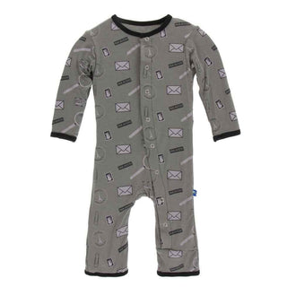 KicKee Pants Print Coverall with Snaps - Par Avion