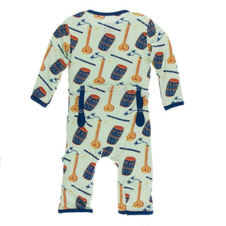 KicKee Pants Print Coverall with Snaps - Pistachio Indian Instruments