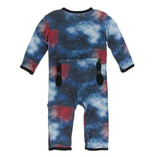 KicKee Pants Print Coverall with Snaps - Red Ginger Galaxy